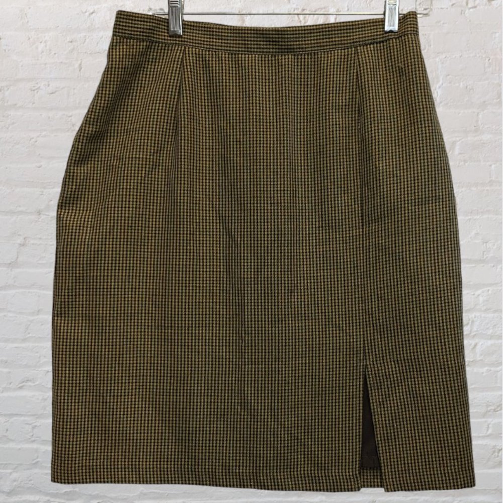 FUNDAMENTAL THINGS -- Mid-Lgth Skirt, Houndstooth, Beige/Green/Maroon, Back Zip - Picture 7 of 12